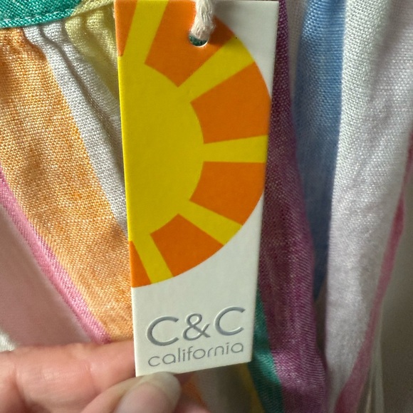 C&C California Linen Rainbow Stripe Halter Shift Dress-NWT size XS - Picture 8 of 8